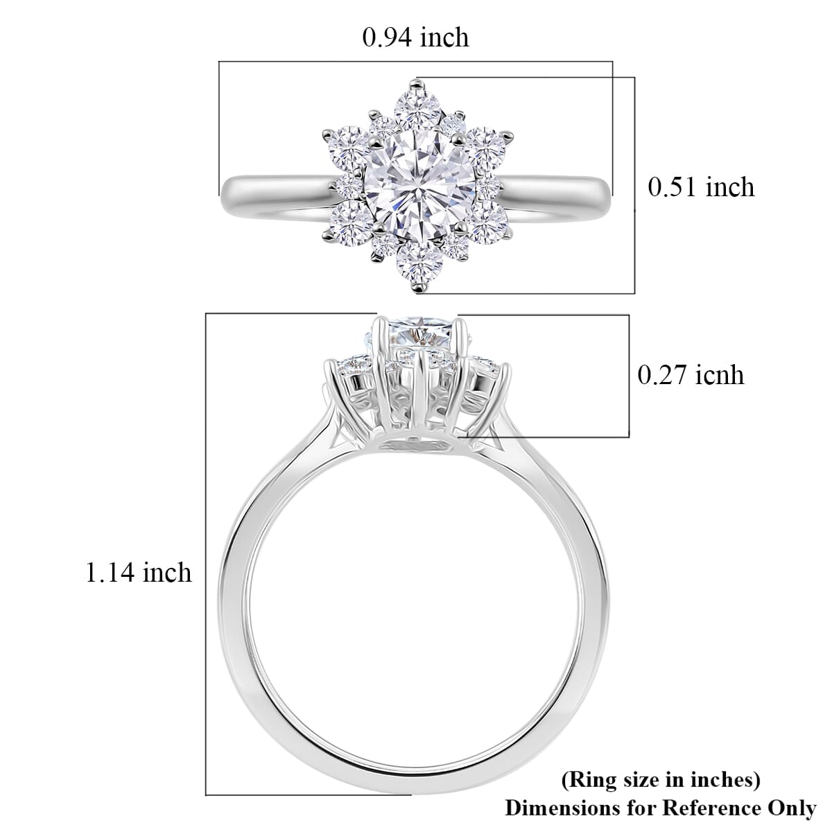 Simulated Diamond Starburst Ring in Silvertone (Size 8.0) image number 4