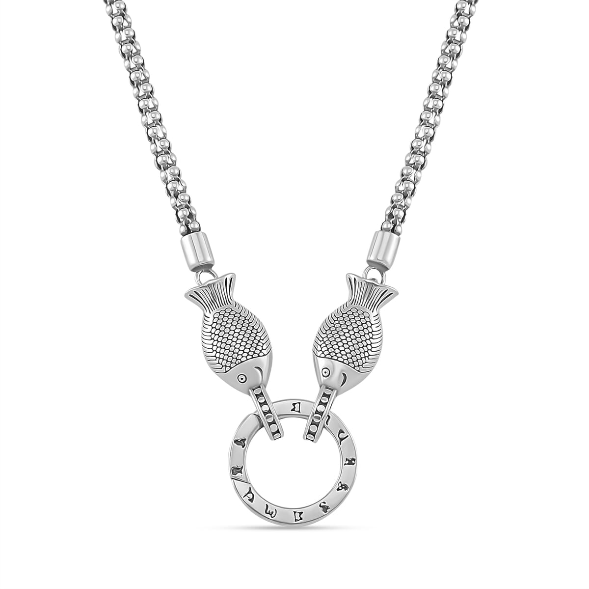 Popcorn Chain Fish Necklace in 925 Sterling Silver (24 Inches) 12.65 Grams image number 0