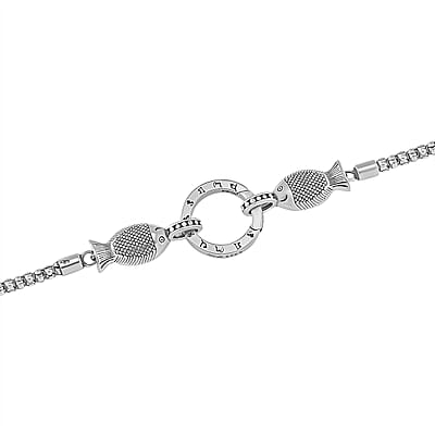 Popcorn Chain Fish Necklace in 925 Sterling Silver (24 Inches) 12.65 Grams