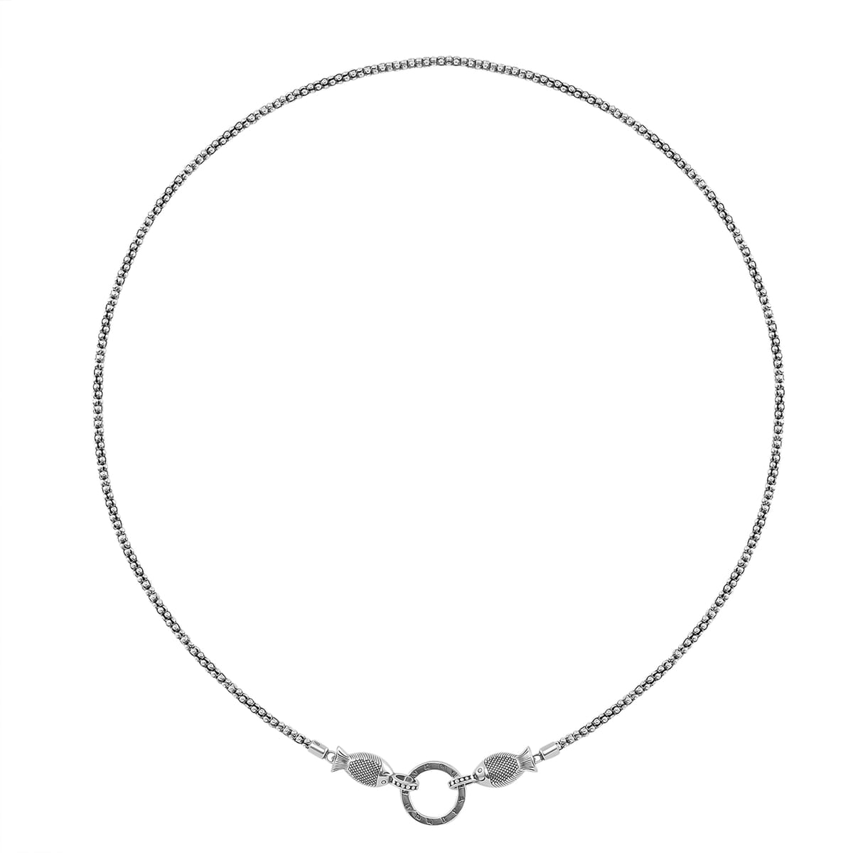 Popcorn Chain Fish Necklace in 925 Sterling Silver (24 Inches) 12.65 Grams image number 3