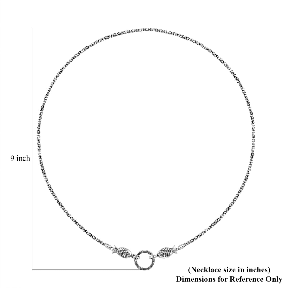 Popcorn Chain Fish Necklace in 925 Sterling Silver (24 Inches) 12.65 Grams image number 5