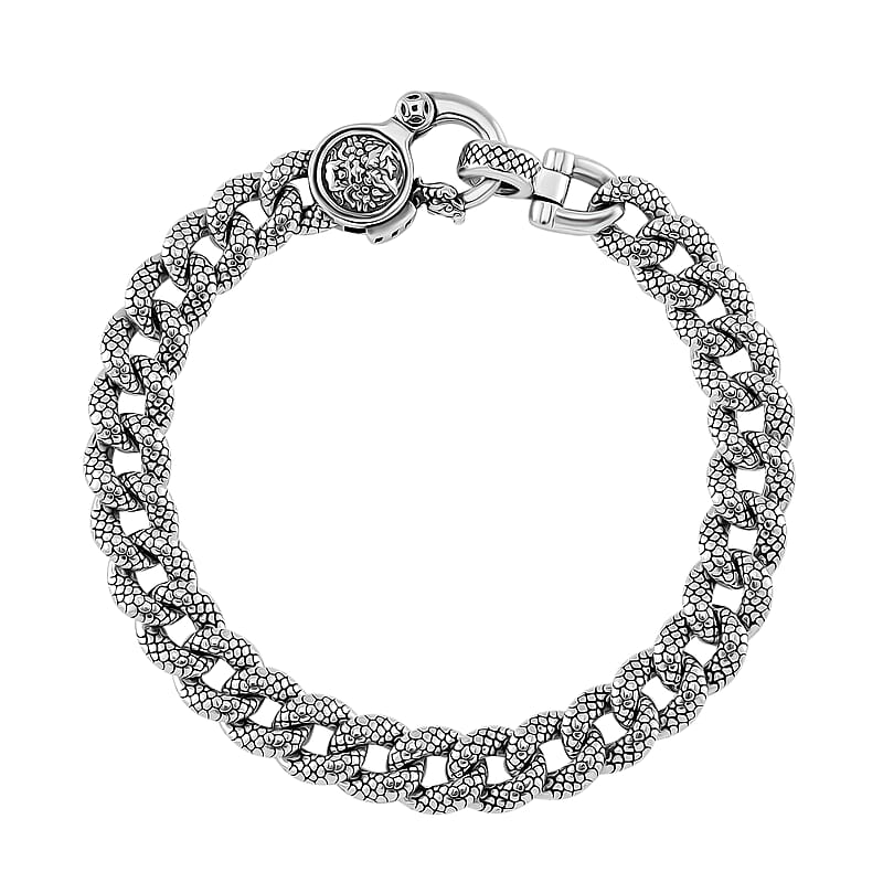 Textured Cuban Chain Bracelet in 925 Sterling Silver (8.00 In) 34.80 Grams