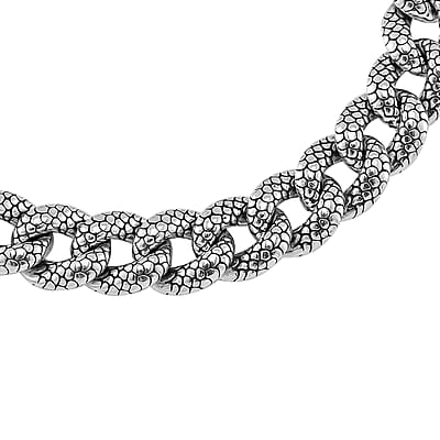Textured Cuban Chain Bracelet in 925 Sterling Silver (8.00 In) 34.80 Grams