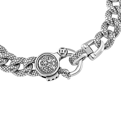 Textured Cuban Chain Bracelet in 925 Sterling Silver (8.00 In) 34.80 Grams