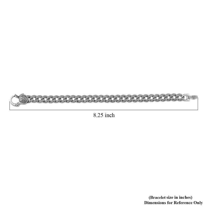 Textured Cuban Chain Bracelet in 925 Sterling Silver (8.00 In) 34.80 Grams