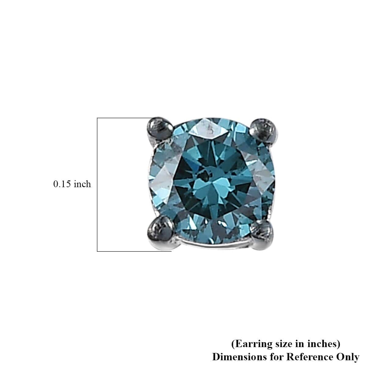 Luxuriant Lab Grown Blue Diamond SI 0.35 ctw Solitaire Stud Earrings in Rhodium Over Sterling Silver image number 4