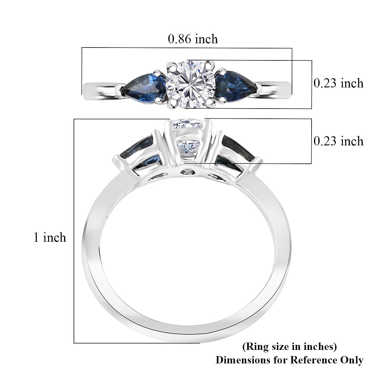 Modani White Diamond VVS1 and Blue Sapphire 0.90 ctw Ring in 950 Platinum (Size 10.0) 4.10 Grams