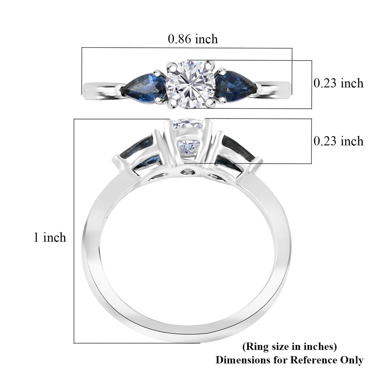 Modani White Diamond VVS1 and Blue Sapphire 0.90 ctw Ring in 950 Platinum (Size 10.0) 4.10 Grams image number 4