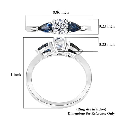 Modani White Diamond VVS1 and Blue Sapphire 0.90 ctw Ring in 950 Platinum (Size 10.0) 4.10 Grams