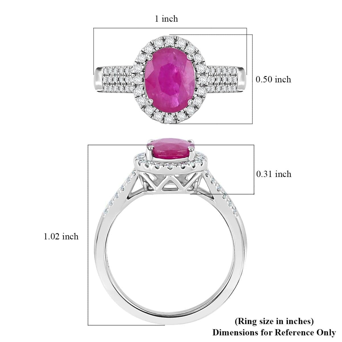 Rhapsody AAAA GORONGOSA Mozambique Ruby and E-F VS Diamond 2.15 ctw Ring in 950 Platinum (Size 10.0) 7.26 Grams image number 5