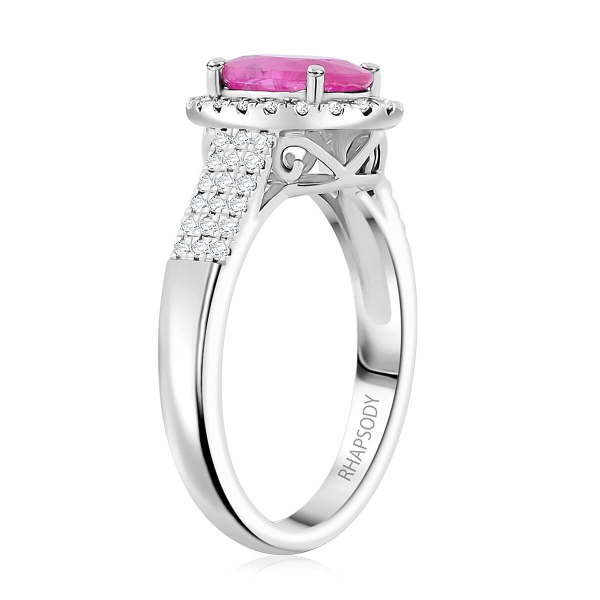 Rhapsody AAAA GORONGOSA Mozambique Ruby and E-F VS Diamond 2.15 ctw Ring in 950 Platinum (Size 10.5) 7.26 Grams image number 3