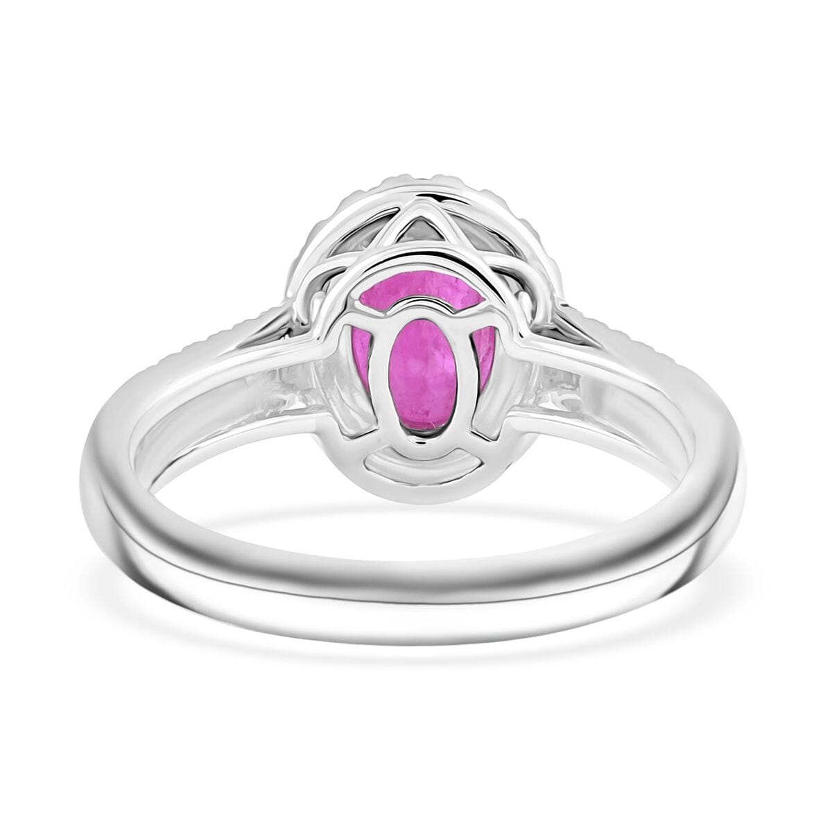 Certified & Appraised Rhapsody AAAA GORONGOSA Mozambique Ruby and E-F VS Diamond 2.15 ctw Ring in 950 Platinum (Size 8.0) 7.26 Grams image number 4
