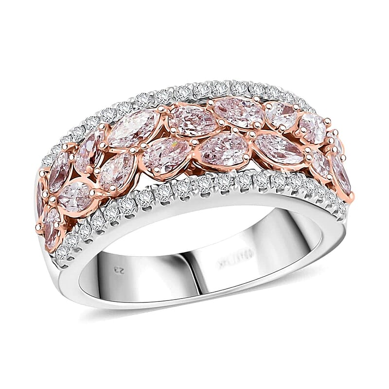 Modani Natural Pink and White Diamond 1.30 ctw Ring in 14K White and Rose Gold (Size 10.0) 5.25 Grams