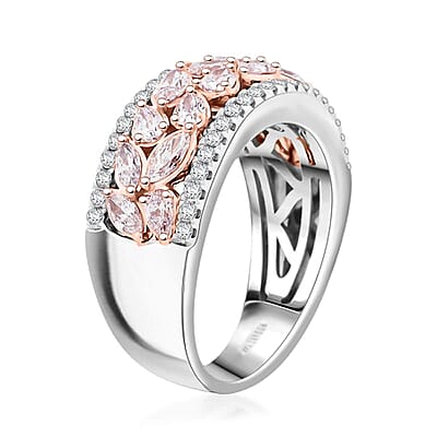 Modani Natural Pink and White Diamond 1.30 ctw Ring in 14K White and Rose Gold (Size 10.0) 5.25 Grams