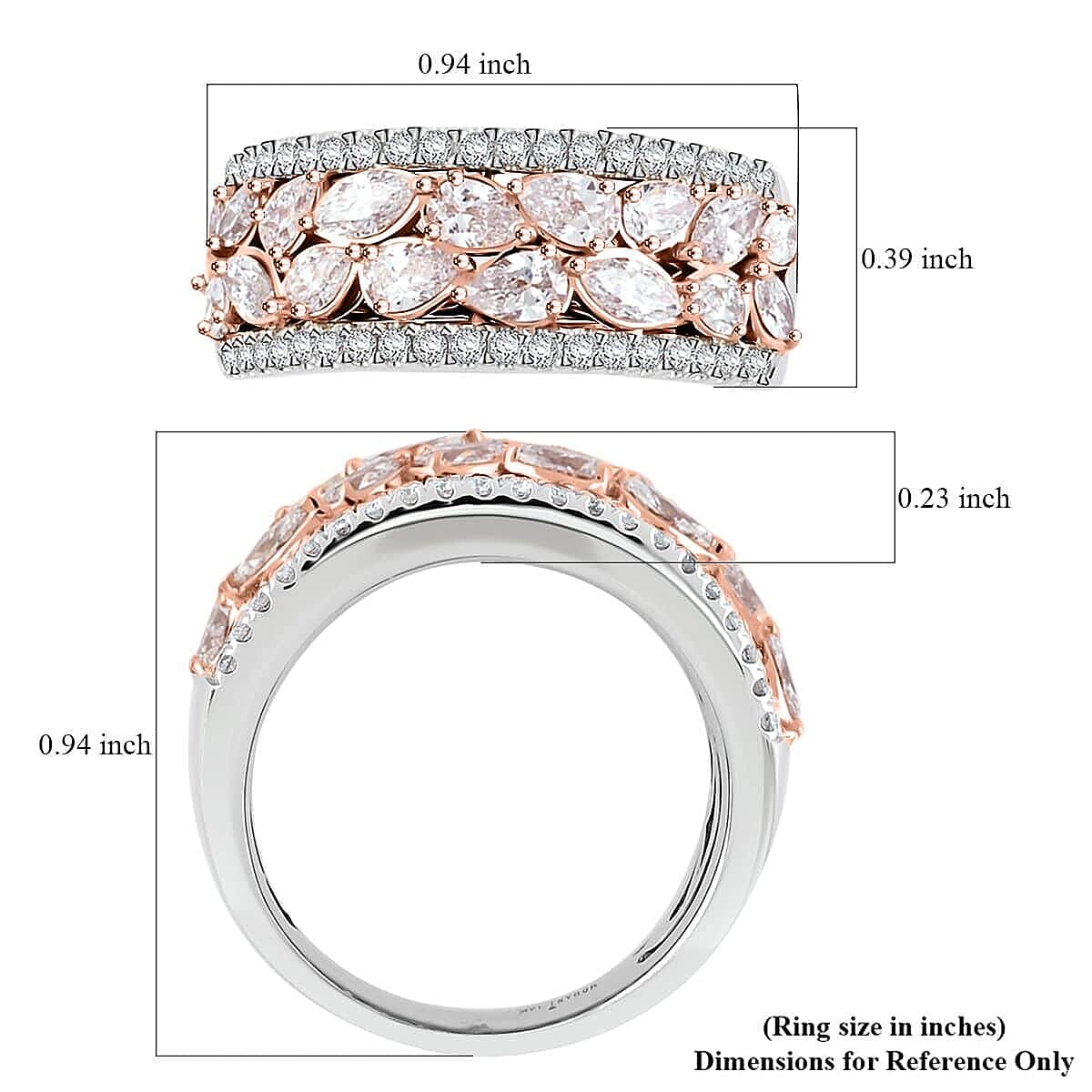 Modani Natural Pink and White Diamond 1.30 ctw Ring in 14K White and Rose Gold (Size 10.0) 5.25 Grams
