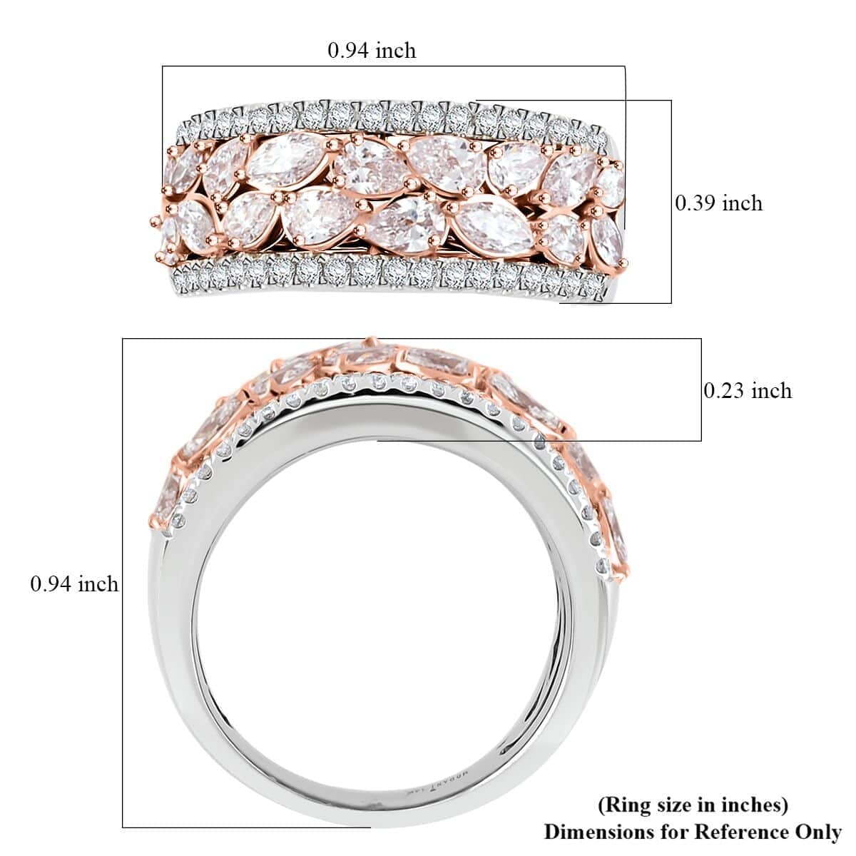 Modani Natural Pink and White Diamond 1.30 ctw Ring in 14K White and Rose Gold (Size 10.0) 5.25 Grams image number 5