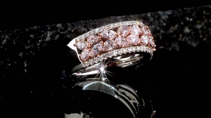 Modani 14K White and Rose Gold Natural Pink and White Diamond Ring (Size 10.0) (5.25 g) 1.30 ctw