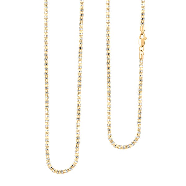 2.5mm Ice Chain Necklace in 10K Yellow and White Gold 22 Inches 9.7 Grams