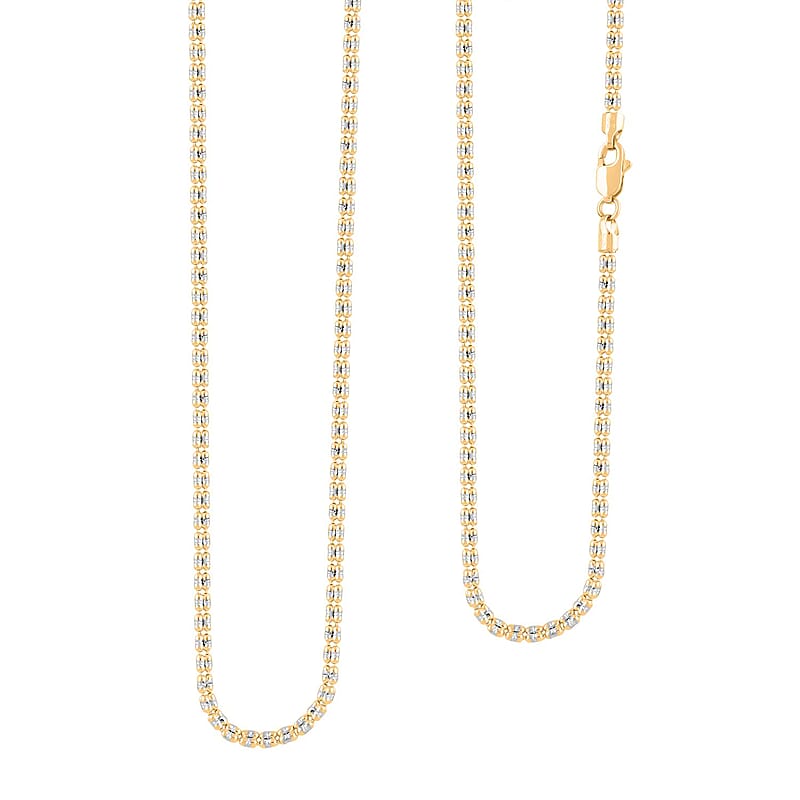 2.5mm Ice Chain Necklace in 10K Yellow and White Gold 22 Inches 9.7 Grams