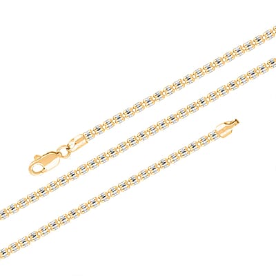 2.5mm Ice Chain Necklace in 10K Yellow and White Gold 22 Inches 9.7 Grams
