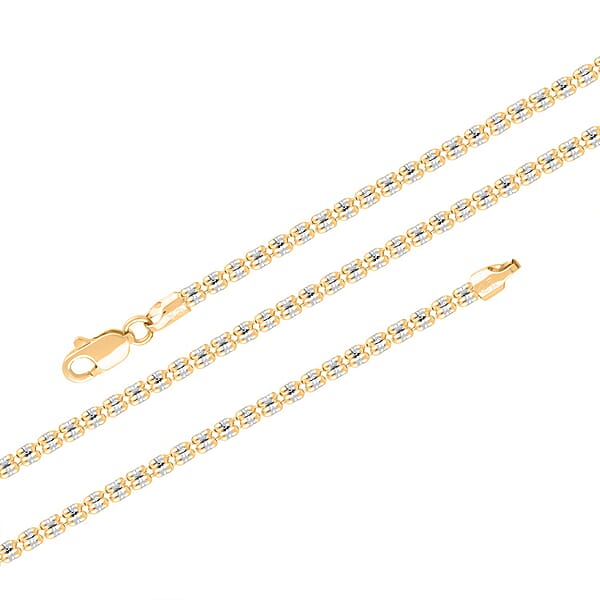 2.5mm Ice Chain Necklace in 10K Yellow and White Gold 22 Inches 9.7 Grams