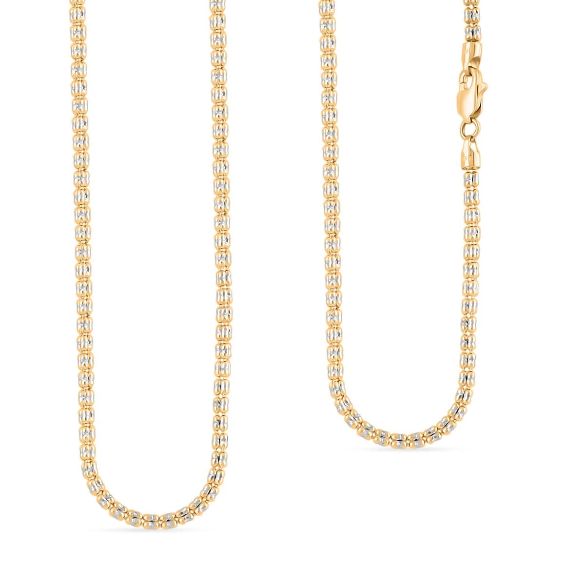 2.5mm Ice Chain Necklace in 10K Yellow and White Gold 11.2 Grams 24 Inches image number 0