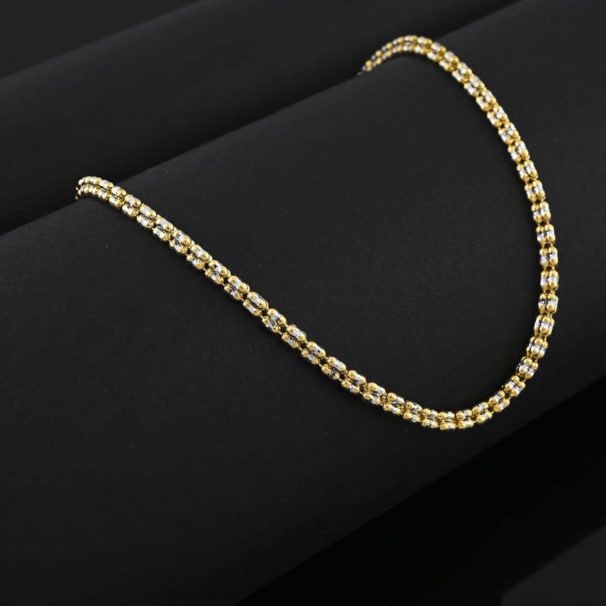 2.5mm Ice Chain Necklace in 10K Yellow and White Gold 11.2 Grams 24 Inches image number 1