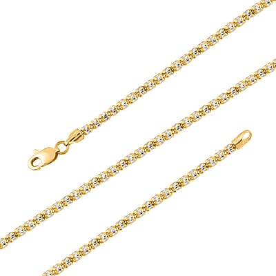 2.5mm Ice Chain Necklace in 10K Yellow and White Gold 11.2 Grams 24 Inches