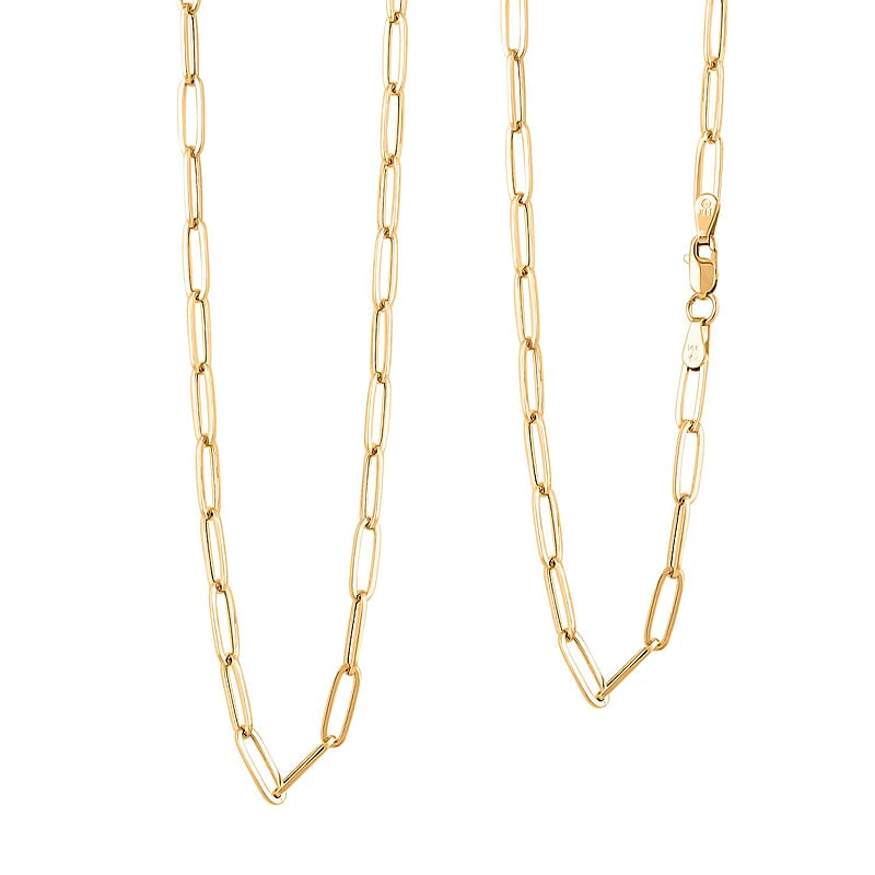 14K Yellow Gold 2.5 mm Paperclip Chain Necklace (18 Inches) (2.1 g)