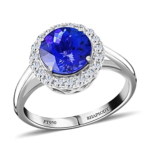 Certified & Appraised Rhapsody AAAA Tanzanite and E-F VS Diamond 3.00 ctw Ring in 950 Platinum (Size 8.0) 6.30 Grams