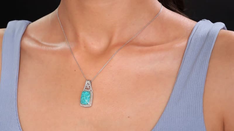Matrix Tanzanite Solitaire Pendant in Platinum Over Copper with Magnet 8.00 ctw