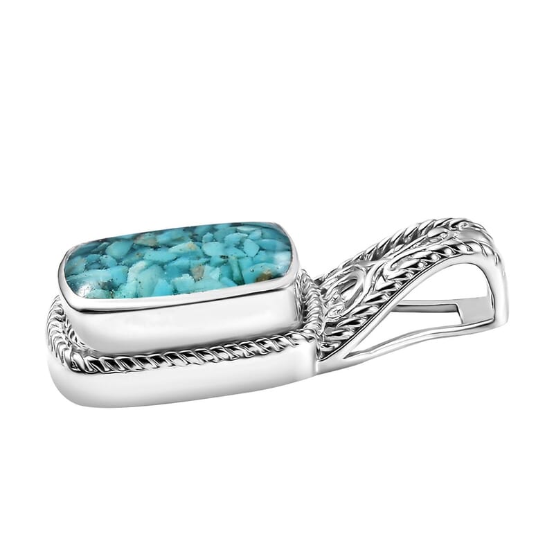 Sleeping Beauty Turquoise 8.00 ctw Solitaire Pendant without Chain in Platinum Over Copper with Magnet