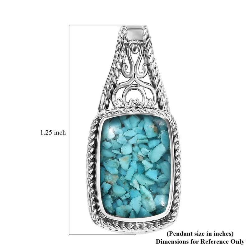 Sleeping Beauty Turquoise 8.00 ctw Solitaire Pendant without Chain in Platinum Over Copper with Magnet