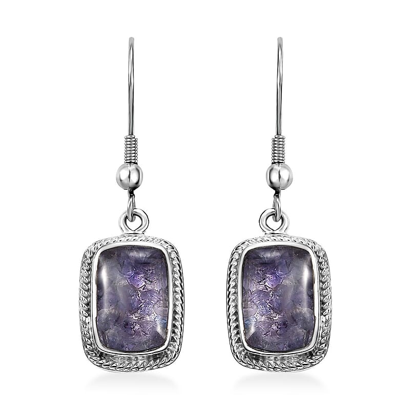 Matrix Tanzanite 11.00 ctw Earrings in Platinum Over Copper with Magnet