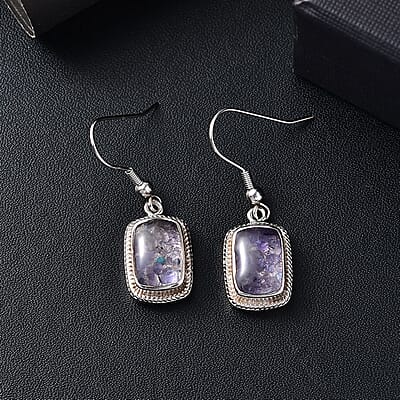 Matrix Tanzanite 11.00 ctw Earrings in Platinum Over Copper with Magnet