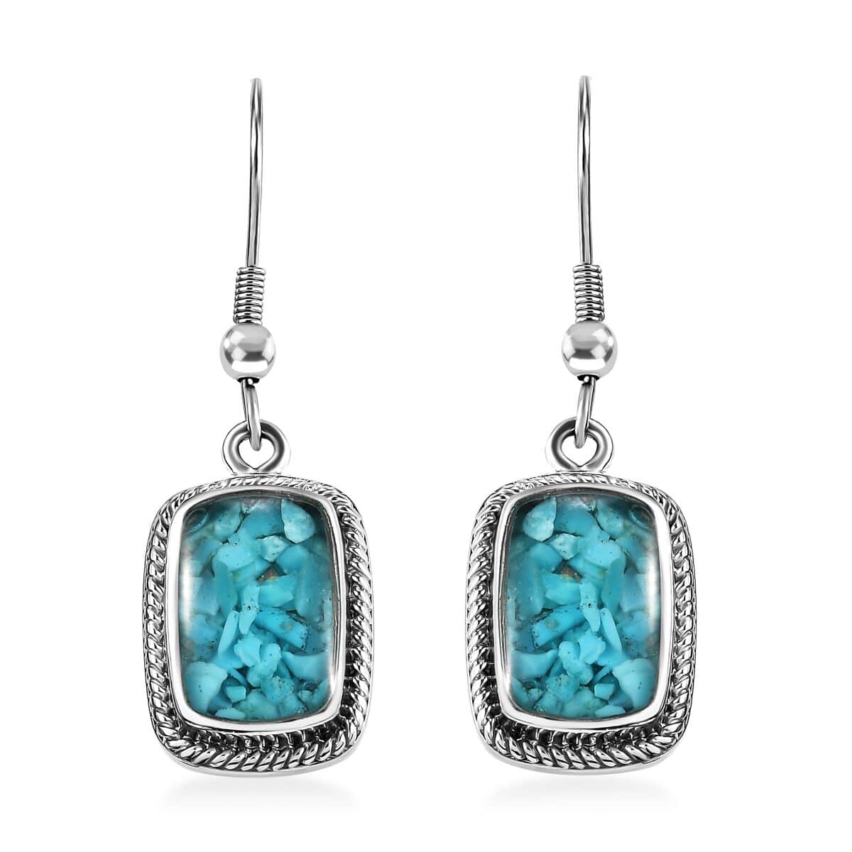 Matrix Sleeping Beauty Turquoise 8.00 ctw Earrings in Platinum Over Copper with Magnet image number 0