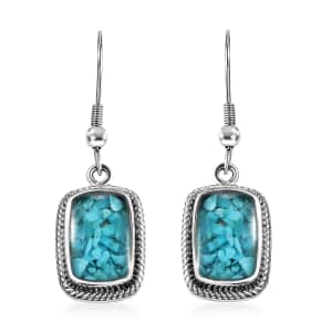 Matrix Sleeping Beauty Turquoise 8.00 ctw Earrings in Platinum Over Copper with Magnet