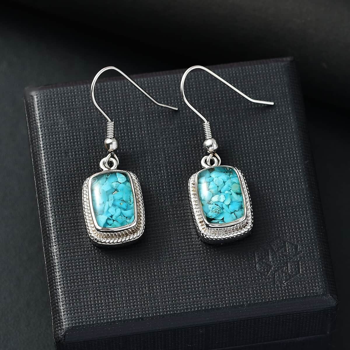 Matrix Sleeping Beauty Turquoise 8.00 ctw Earrings in Platinum Over Copper with Magnet image number 1