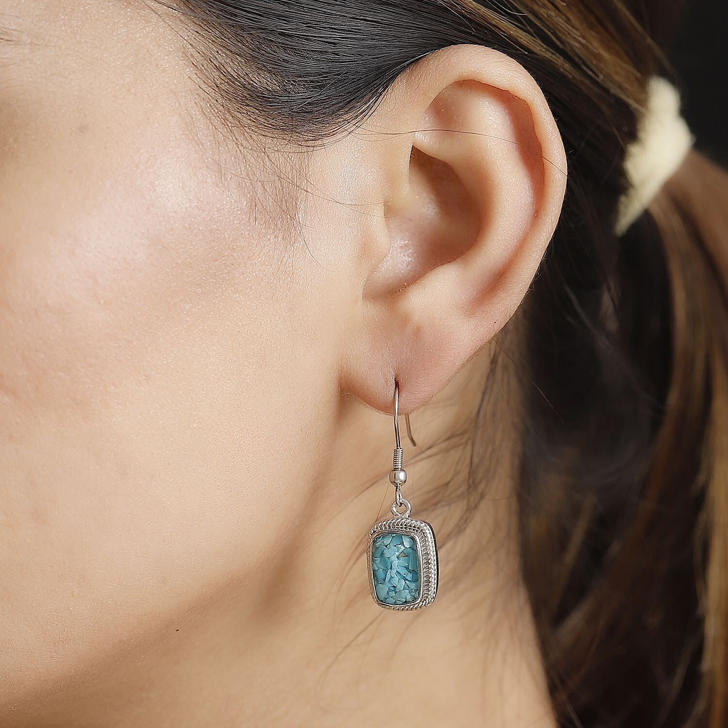 Matrix Sleeping Beauty Turquoise 8.00 ctw Earrings in Platinum Over Copper with Magnet
