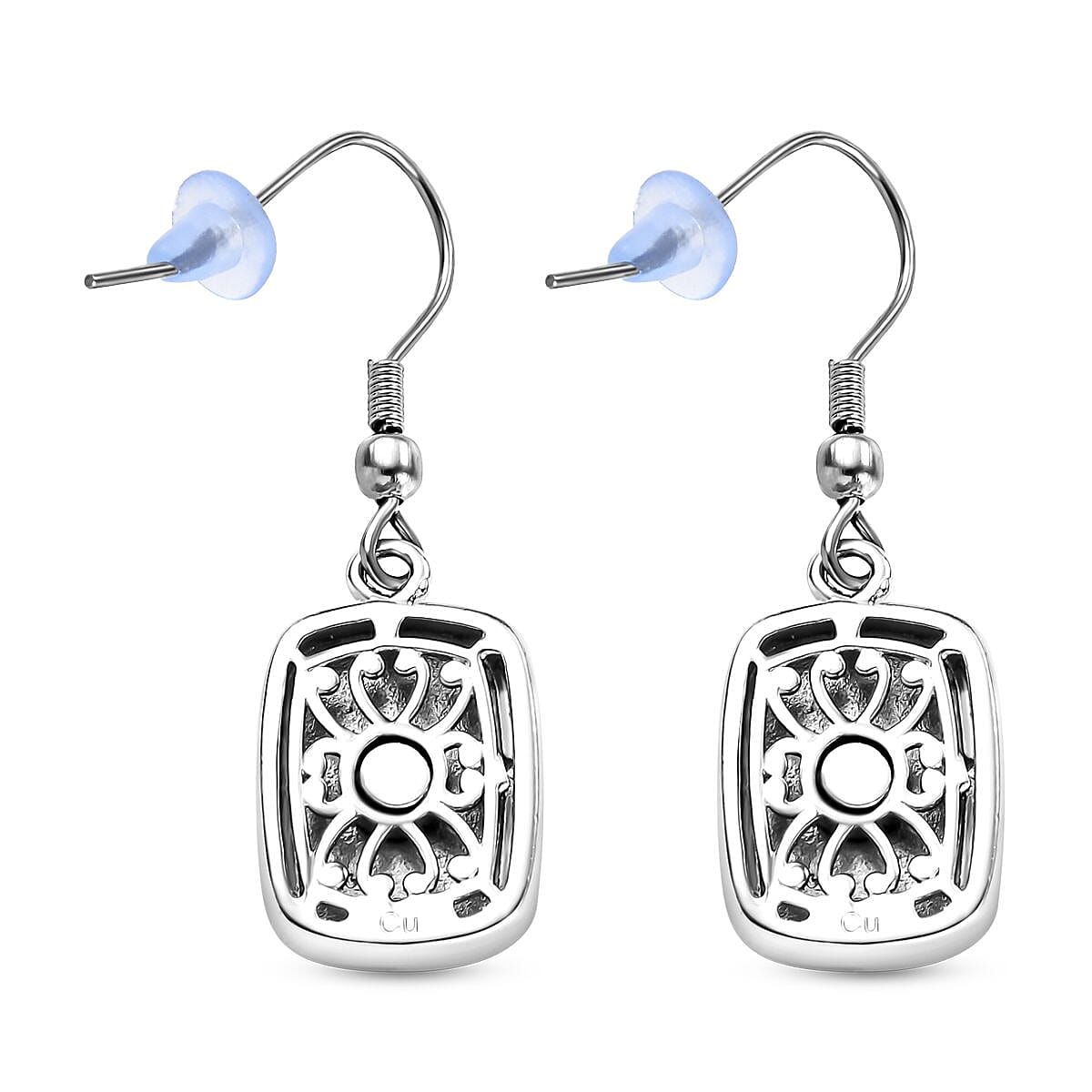 Matrix Sleeping Beauty Turquoise 8.00 ctw Earrings in Platinum Over Copper with Magnet