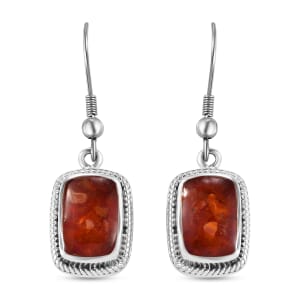 Matrix Fire Opal 8.00 ctw Earrings in Platinum Over Copper with Magnet