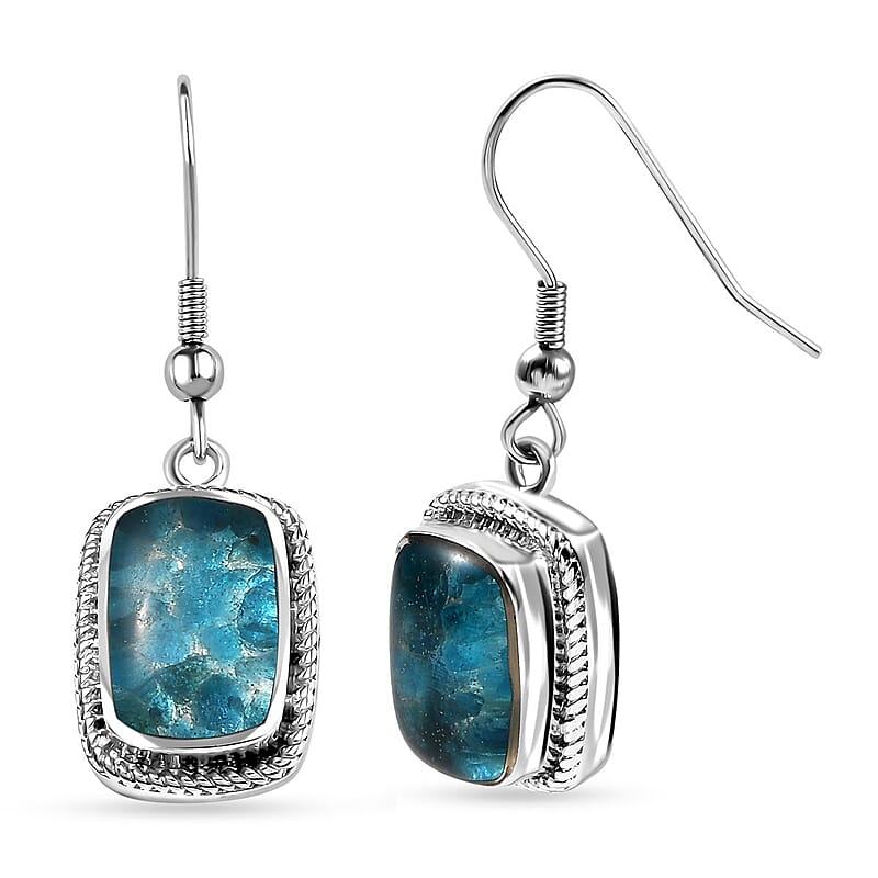 Matrix Neon Apatite 8.00 ctw Lever Back Earrings in Platinum Over Copper with Magnet