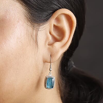 Matrix Neon Apatite 8.00 ctw Lever Back Earrings in Platinum Over Copper with Magnet