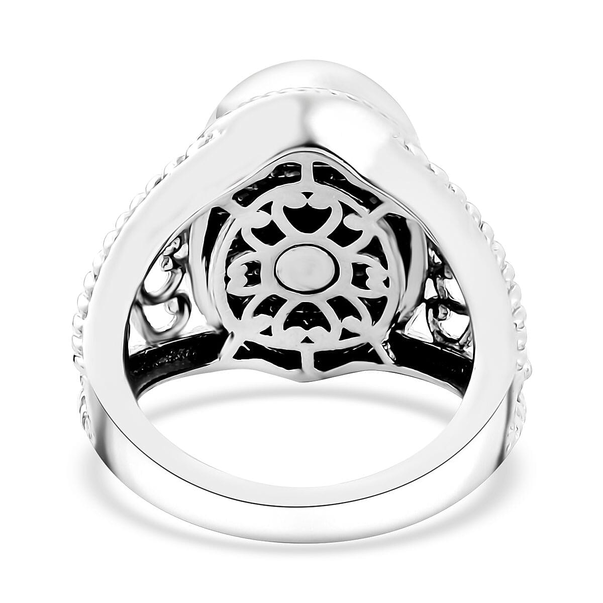 Matrix Sleeping Beauty Turquoise 8.00 ctw Solitaire Ring in Platinum Over Copper with Magnet (Size 5.0) image number 4