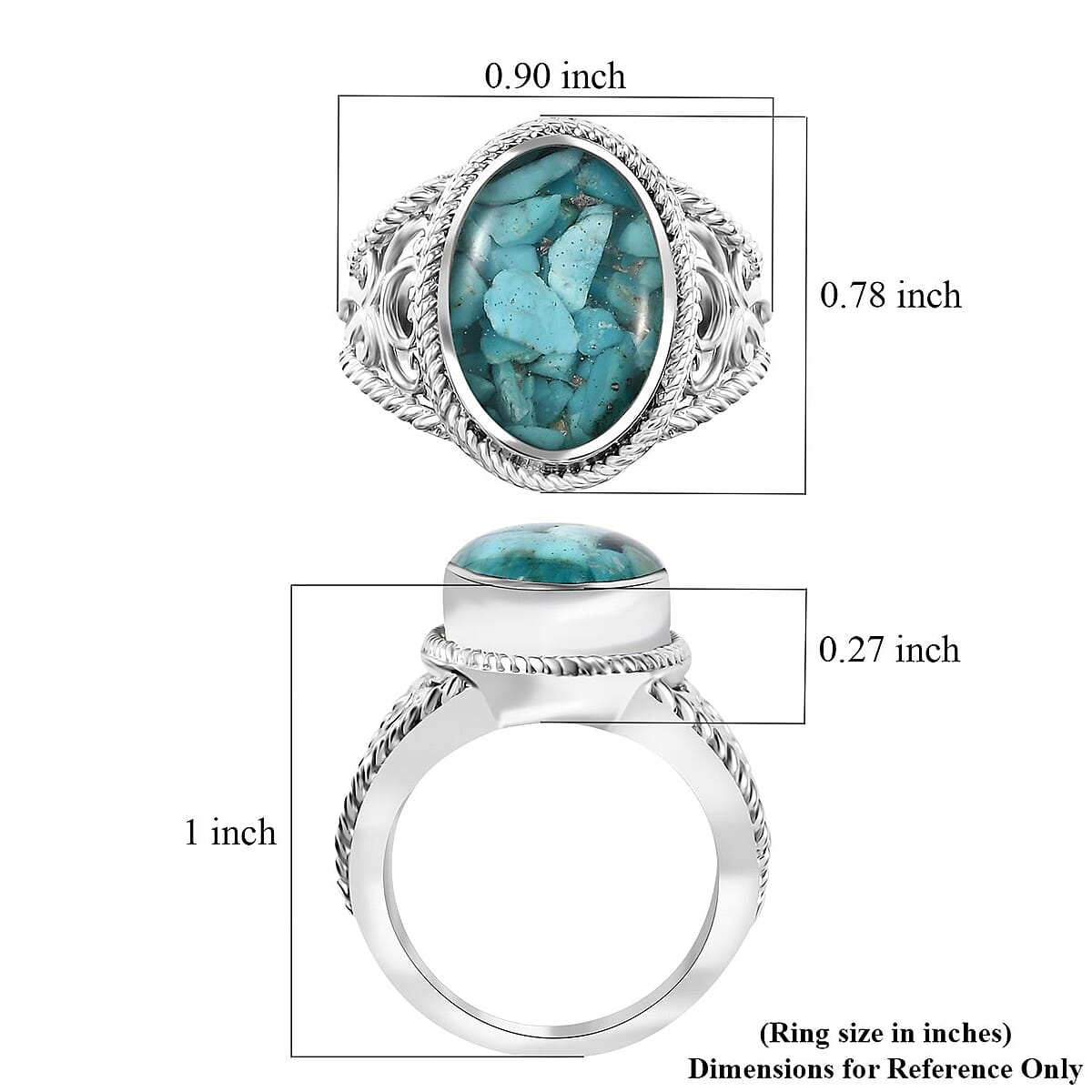 Matrix Sleeping Beauty Turquoise 8.00 ctw Solitaire Ring in Platinum Over Copper with Magnet (Size 5.0) image number 5