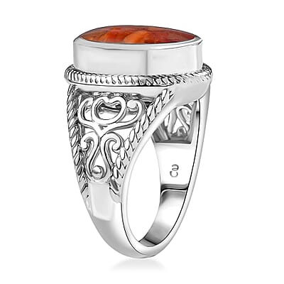 Matrix Fire Opal 3.00 ctw Solitaire Ring in Platinum Over Copper with Magnet (Size 10.0)