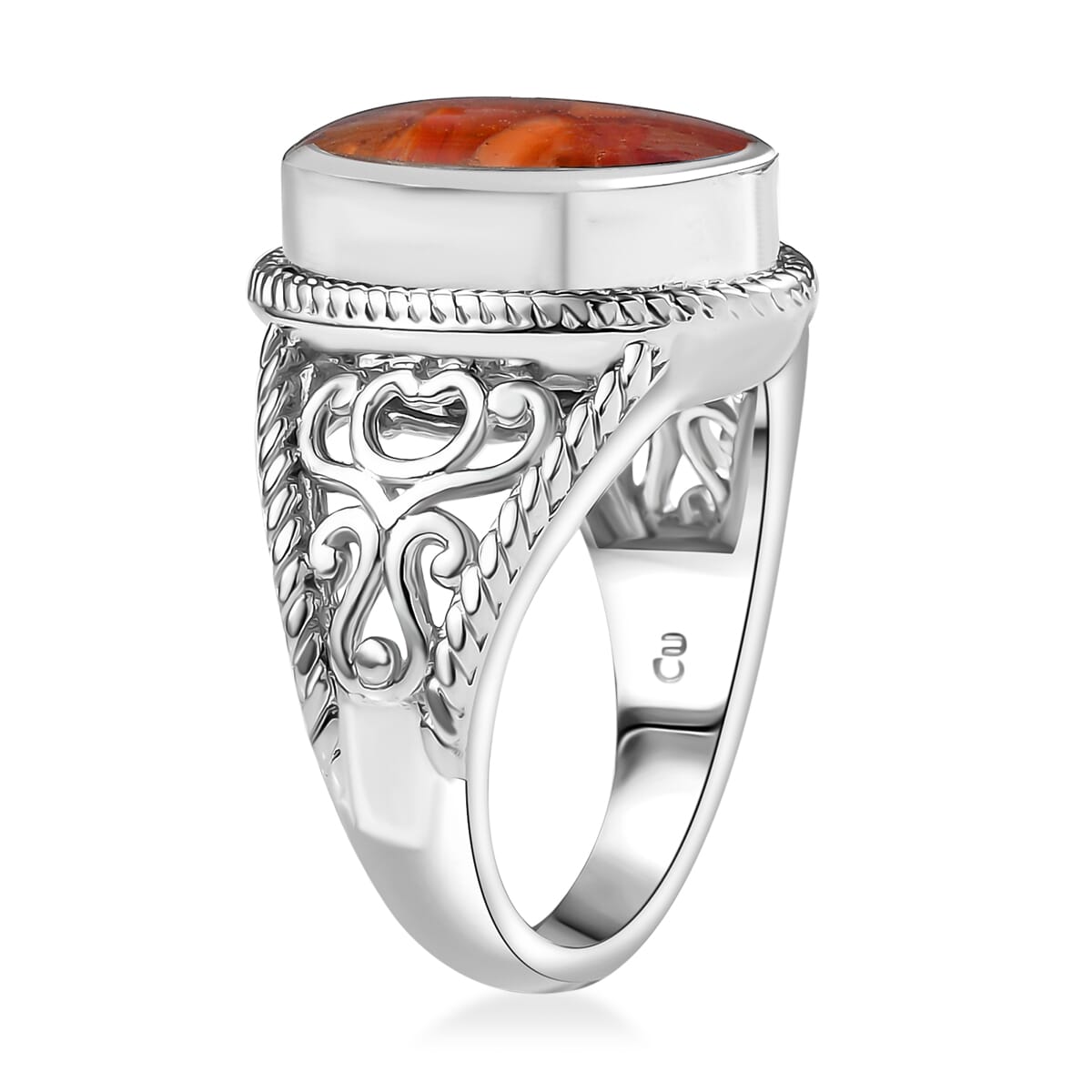 Matrix Fire Opal 3.00 ctw Solitaire Ring in Platinum Over Copper with Magnet (Size 7.0) image number 3
