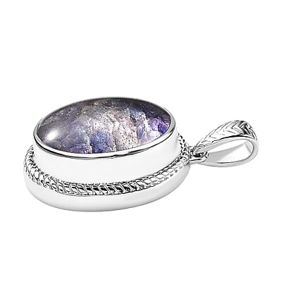 Matrix Tanzanite 3.00 ctw Solitaire Pendant without Chain in Platinum Over Copper with Magnet