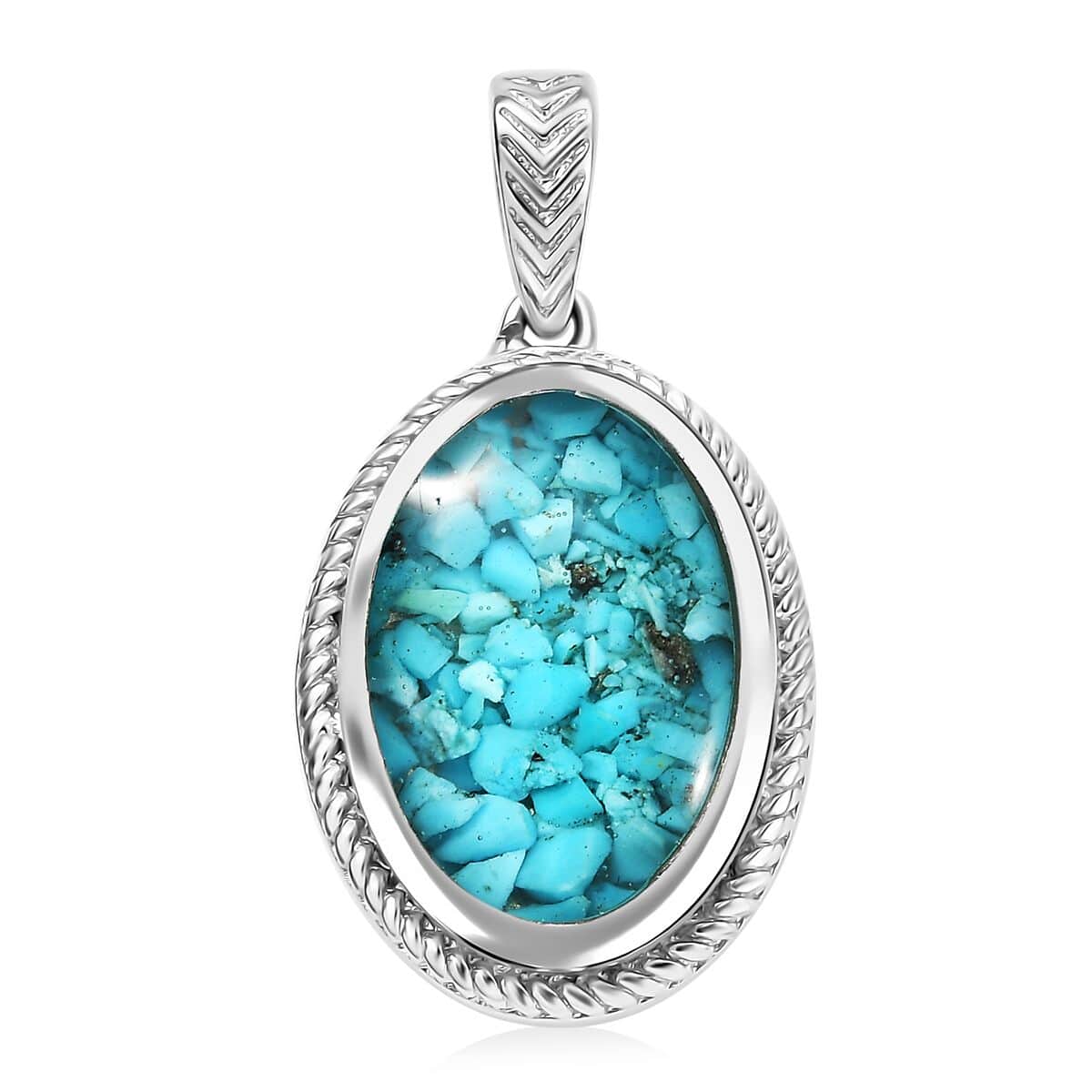 Matrix Sleeping Beauty Turquoise 8.00 ctw Solitaire Pendant in Platinum Over Copper with Magnet image number 0