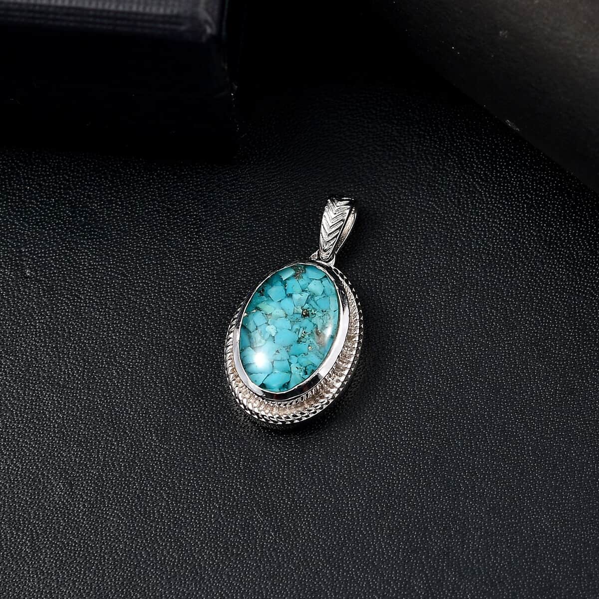 Matrix Sleeping Beauty Turquoise 8.00 ctw Solitaire Pendant in Platinum Over Copper with Magnet image number 1